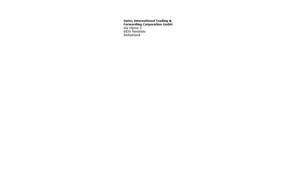 Anteprima del sito: SITCORP Swiss International Trading & Forwarding Sagl