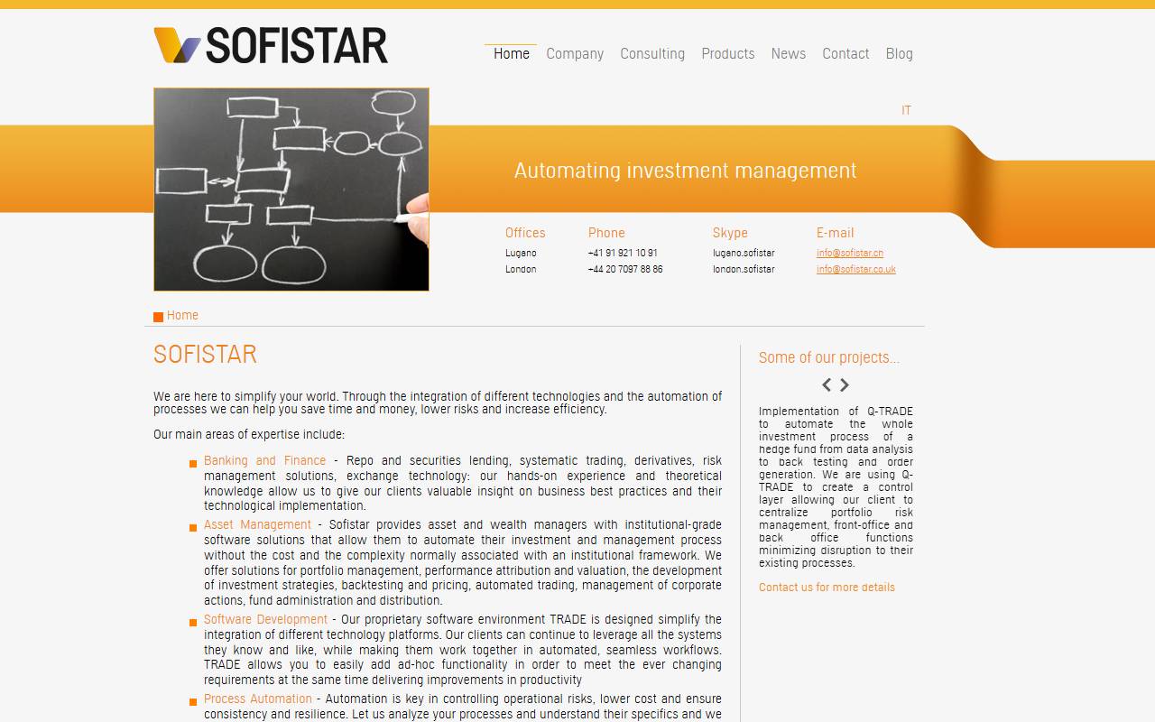 Anteprima del sito: Sofistar Sagl
