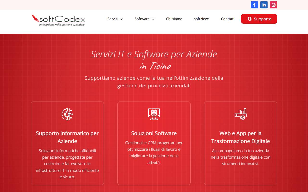 Anteprima del sito: Softcodex Sagl