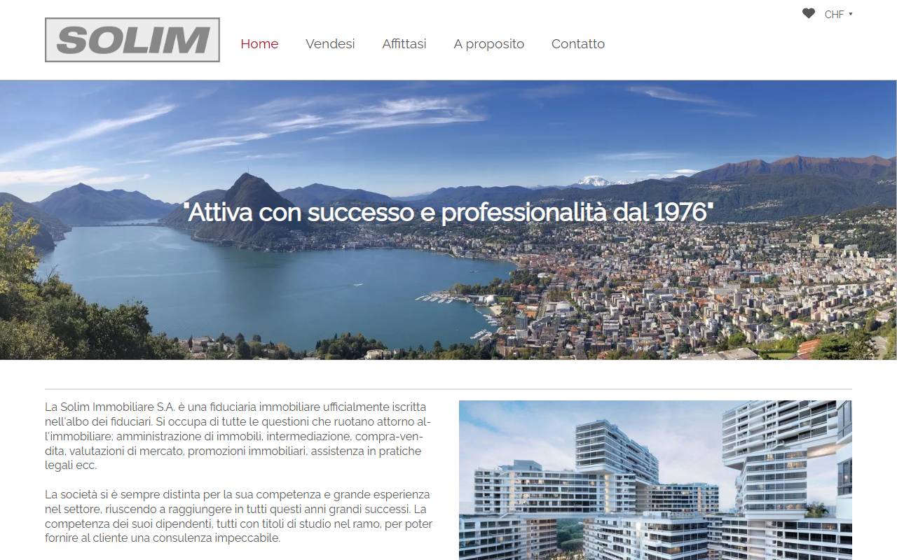 Anteprima del sito: Solim Immobiliare SA