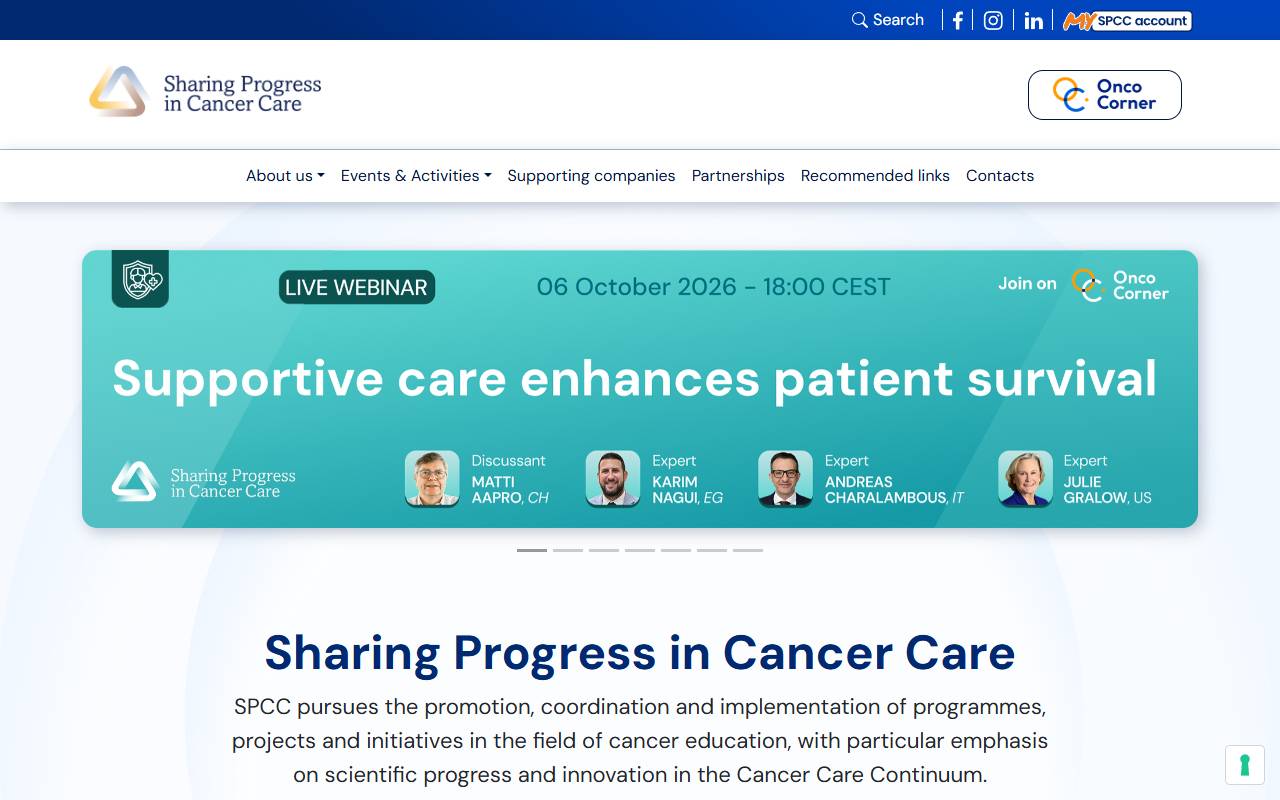 Anteprima del sito: Sharing Progress in Cancer Care (SPCC)