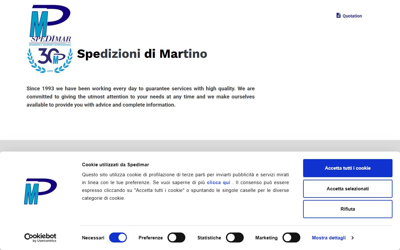 Anteprima del sito: Spedimar Sagl