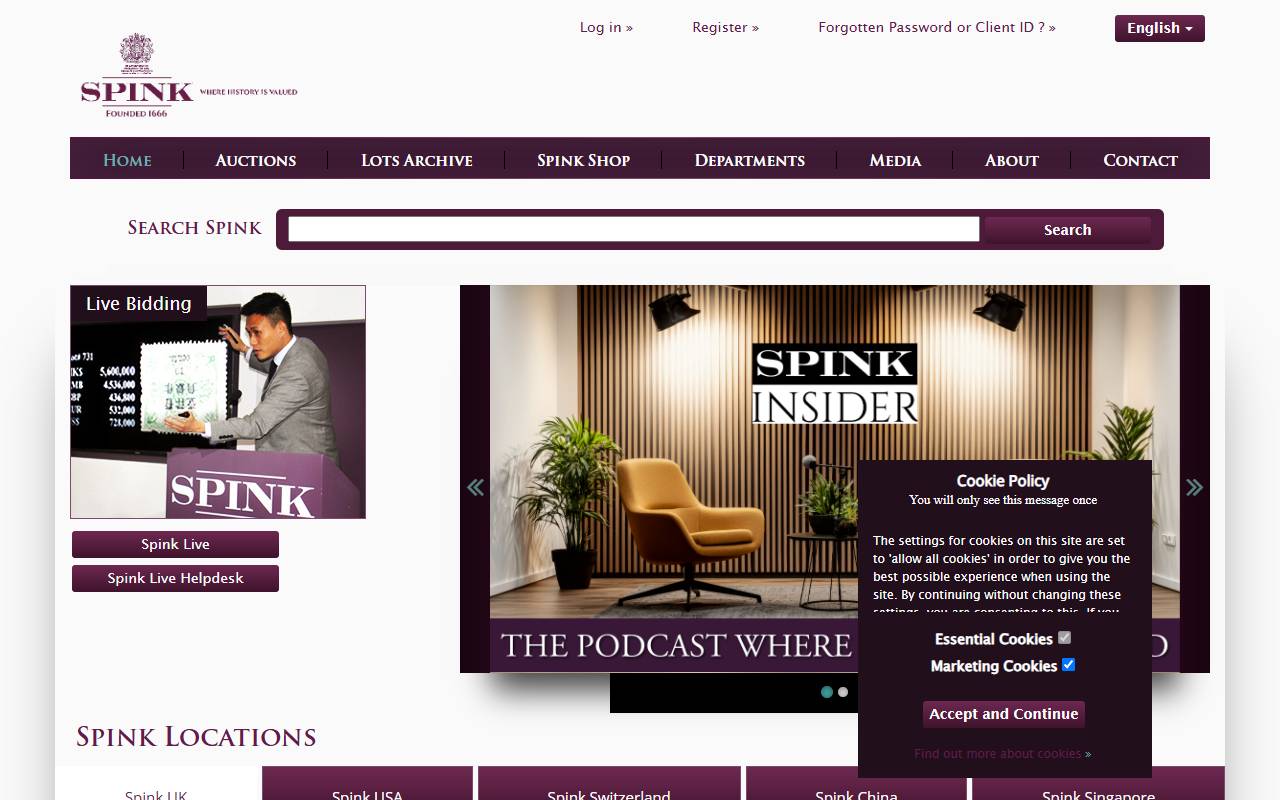 Anteprima del sito: Spink Switzerland SA