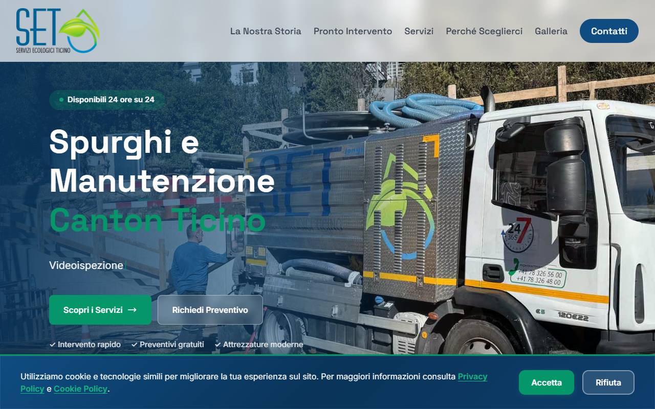 Anteprima del sito: S.E.T. Servizi Ecologici Ticino Sagl