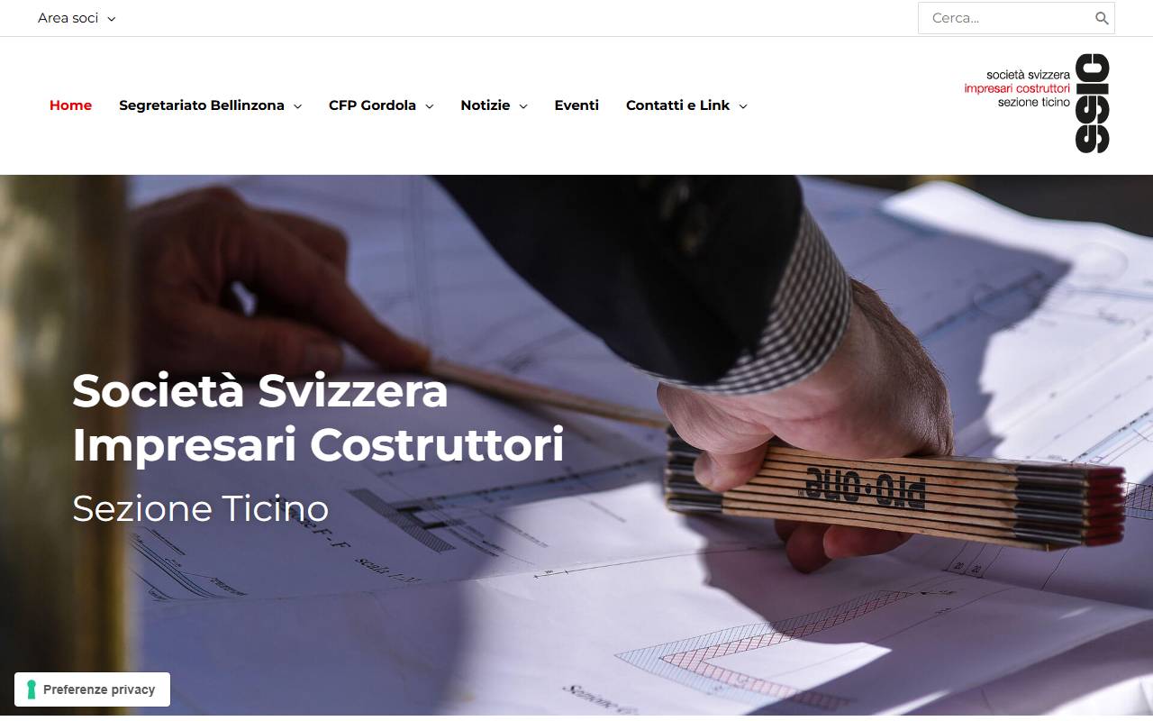 Anteprima del sito: Società Svizzera Impresari Costruttori - Sezione Ticino (SSIC TI)