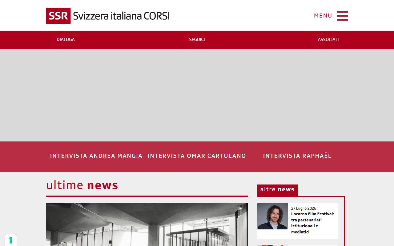 Anteprima del sito: SSR Svizzera italiana CORSI Società cooperativa per la Radiotelevisione svizzera di lingua italiana