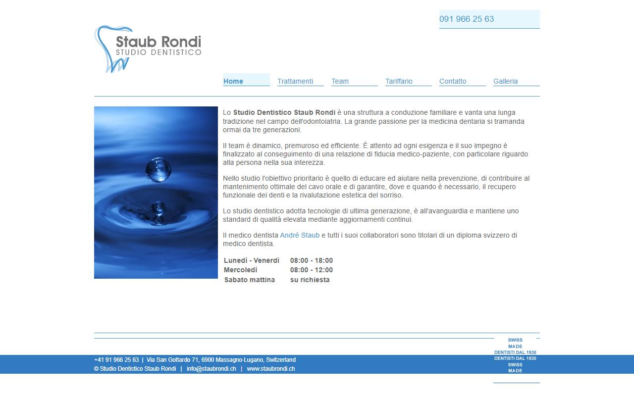 Anteprima del sito: Studio dentistico Staub Rondi, titolare Plinio Rondi