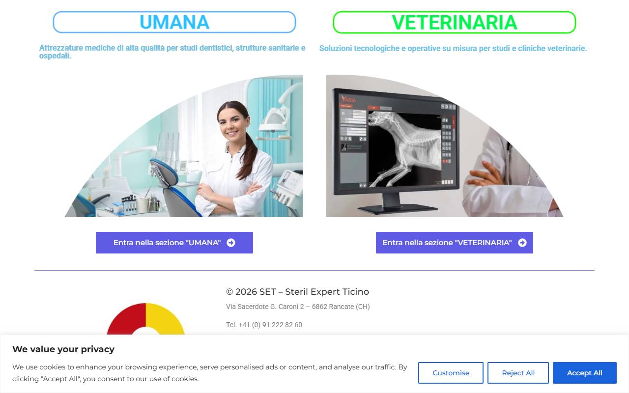 Anteprima del sito: SET STERIL EXPERT TICINO Sagl