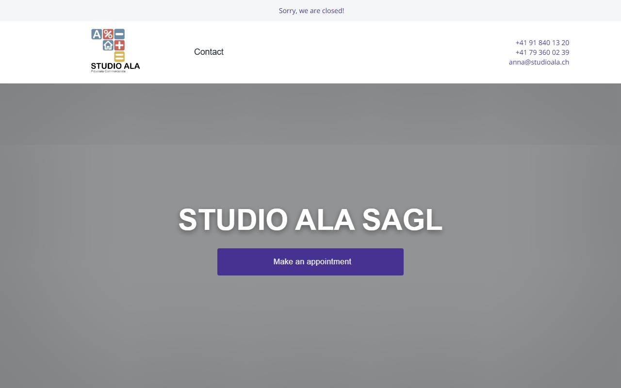 Anteprima del sito: Studio ALA Sagl