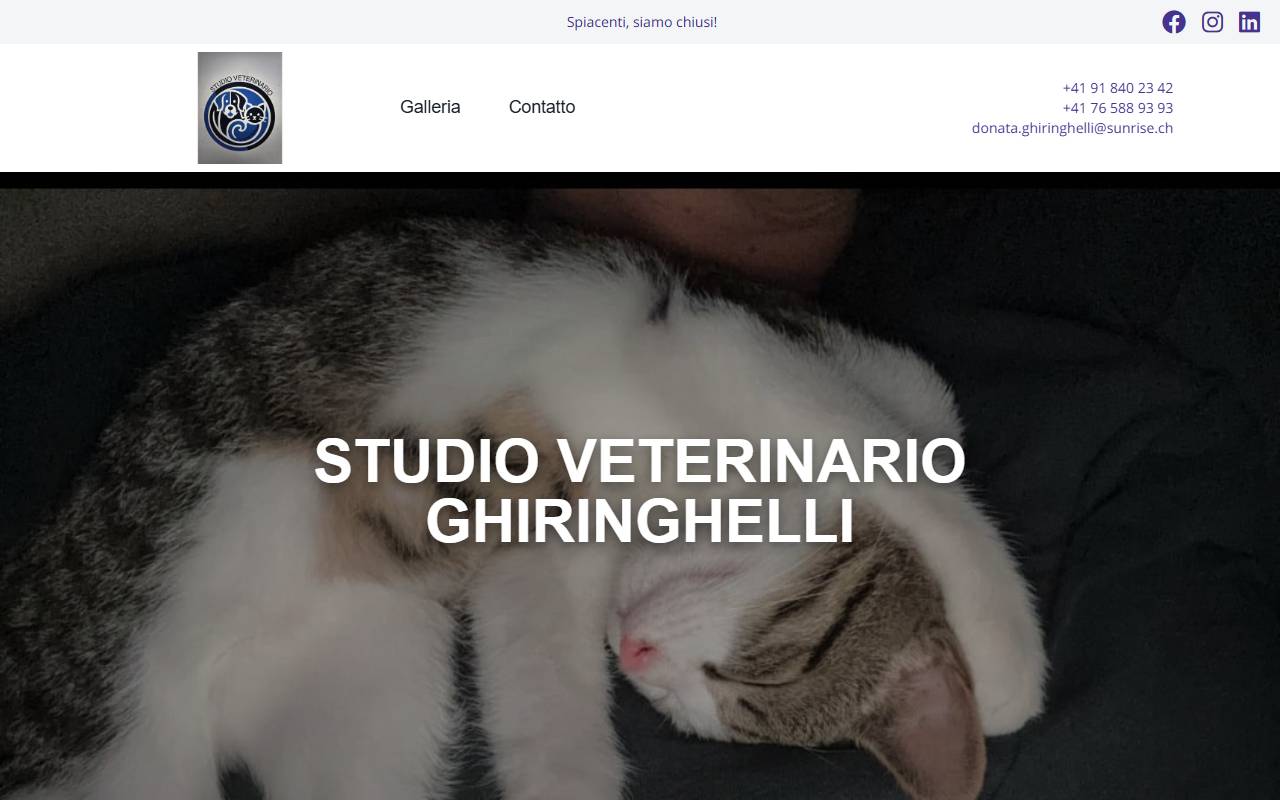 Anteprima del sito: Studio veterinario Dr. Med. Vet. Ghiringhelli Donata