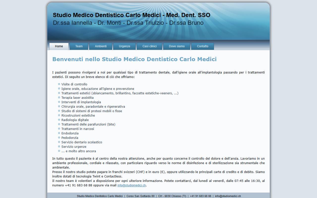 Anteprima del sito: Studio Medici SA