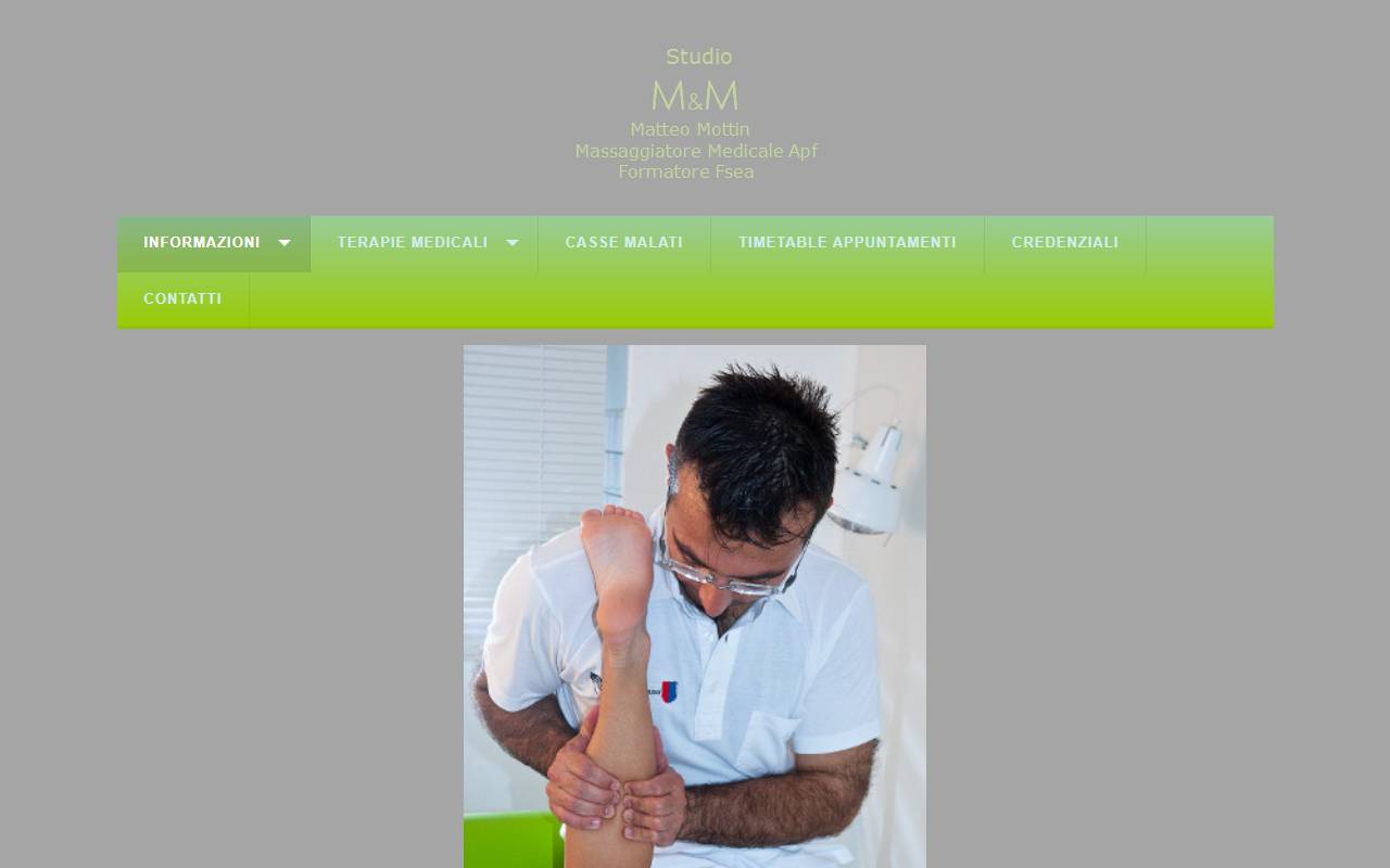 Anteprima del sito: MATTEO MOTTIN MASSAGGIATORE MEDICALE A.P.F.