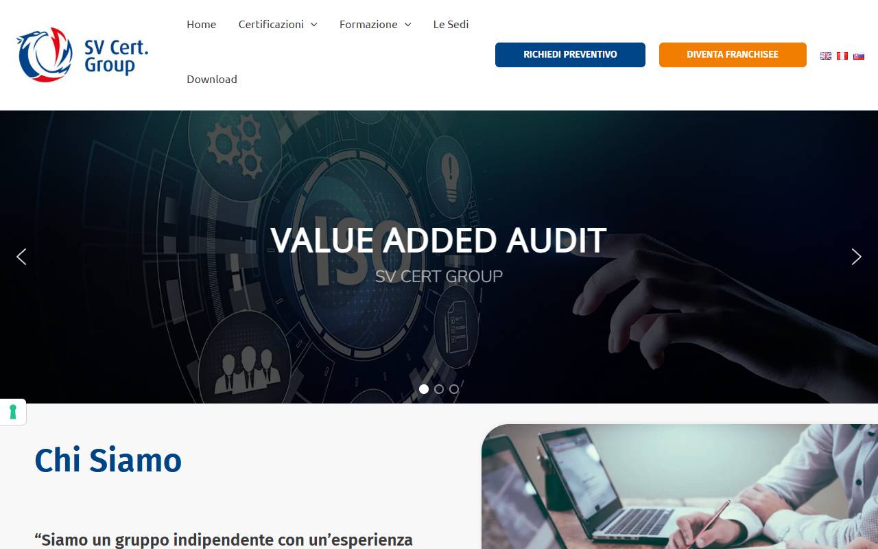 Anteprima del sito: SV CERTIFICATION SAGL