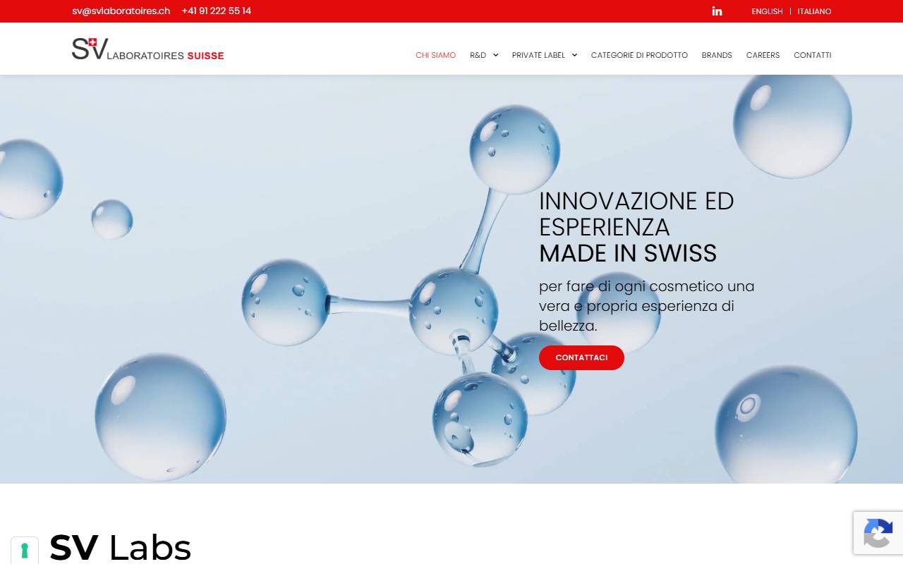 Anteprima del sito: SV Laboratoires Suisse SA