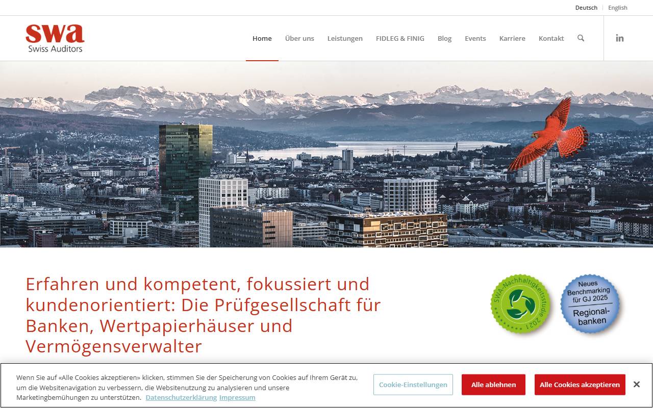 Anteprima del sito: SWA Swiss Auditors AG, Succursale di Ascona