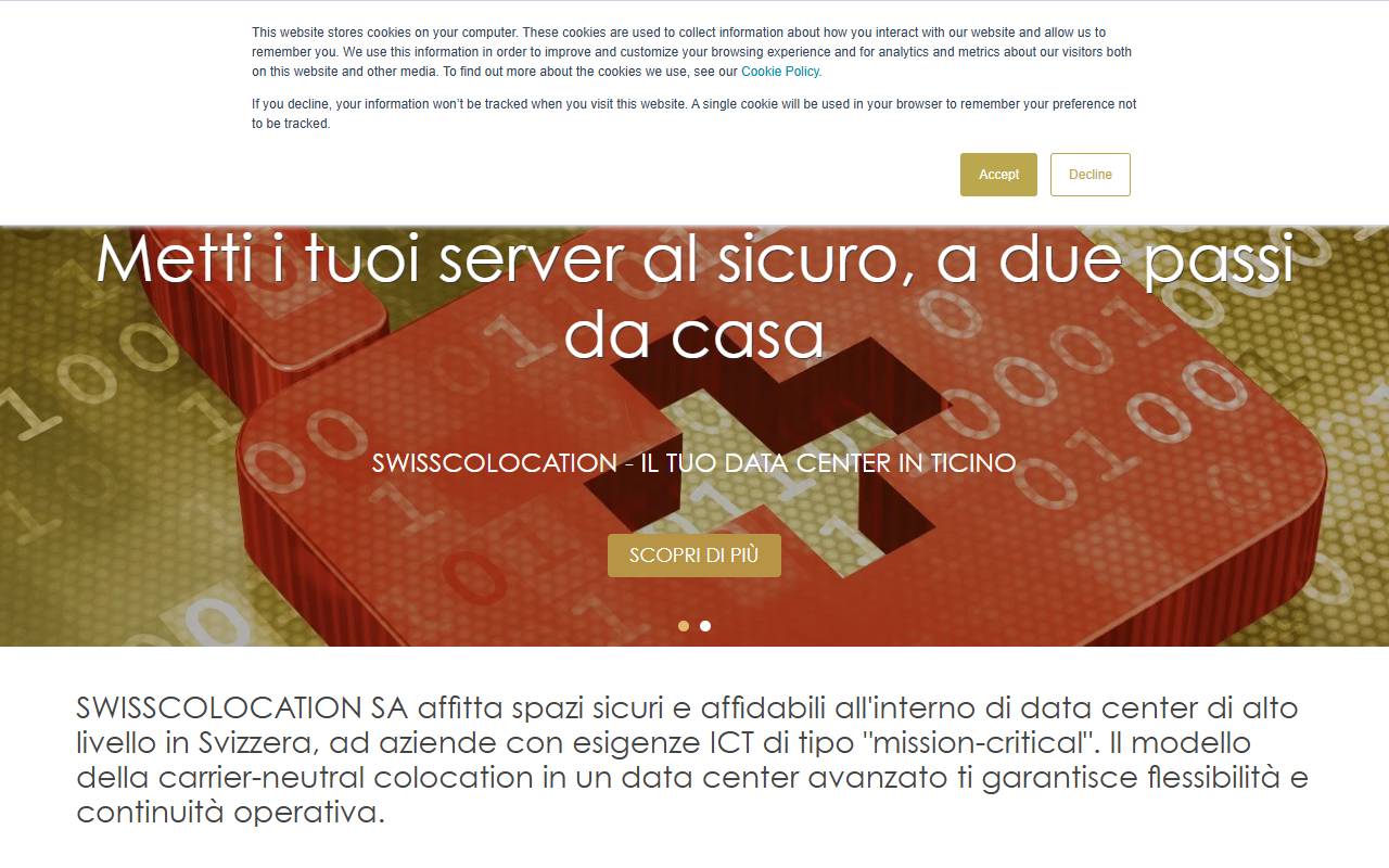 Anteprima del sito: Swisscolocation SA