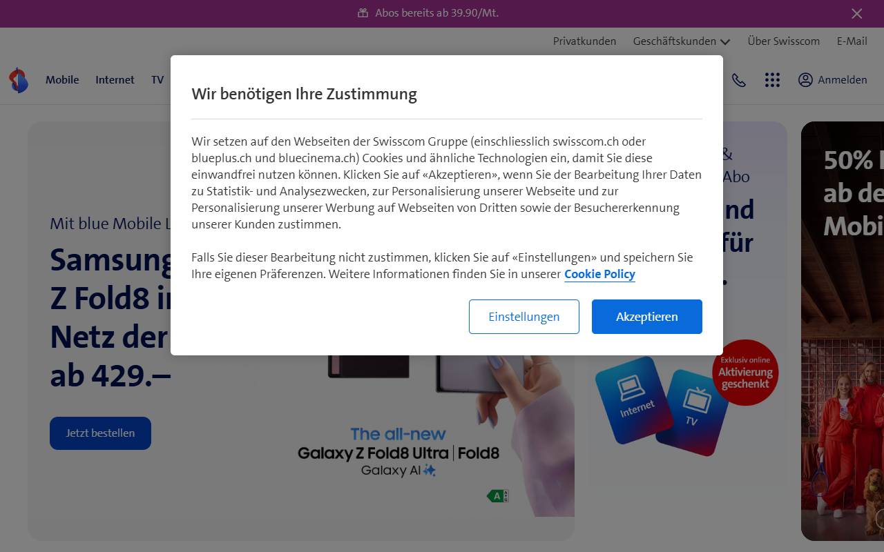 Anteprima del sito: Swisscom Secure Vision AG