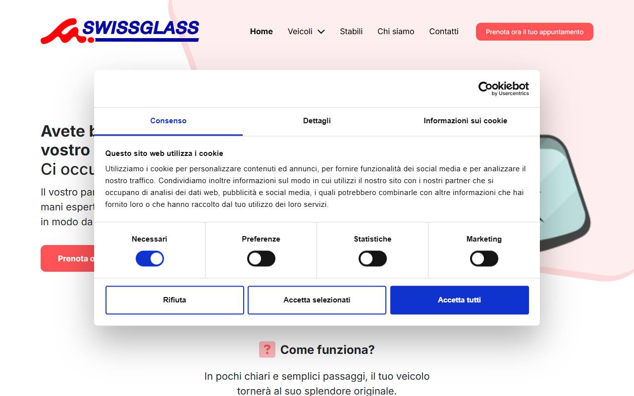Anteprima del sito: Swissglass Ticino SA