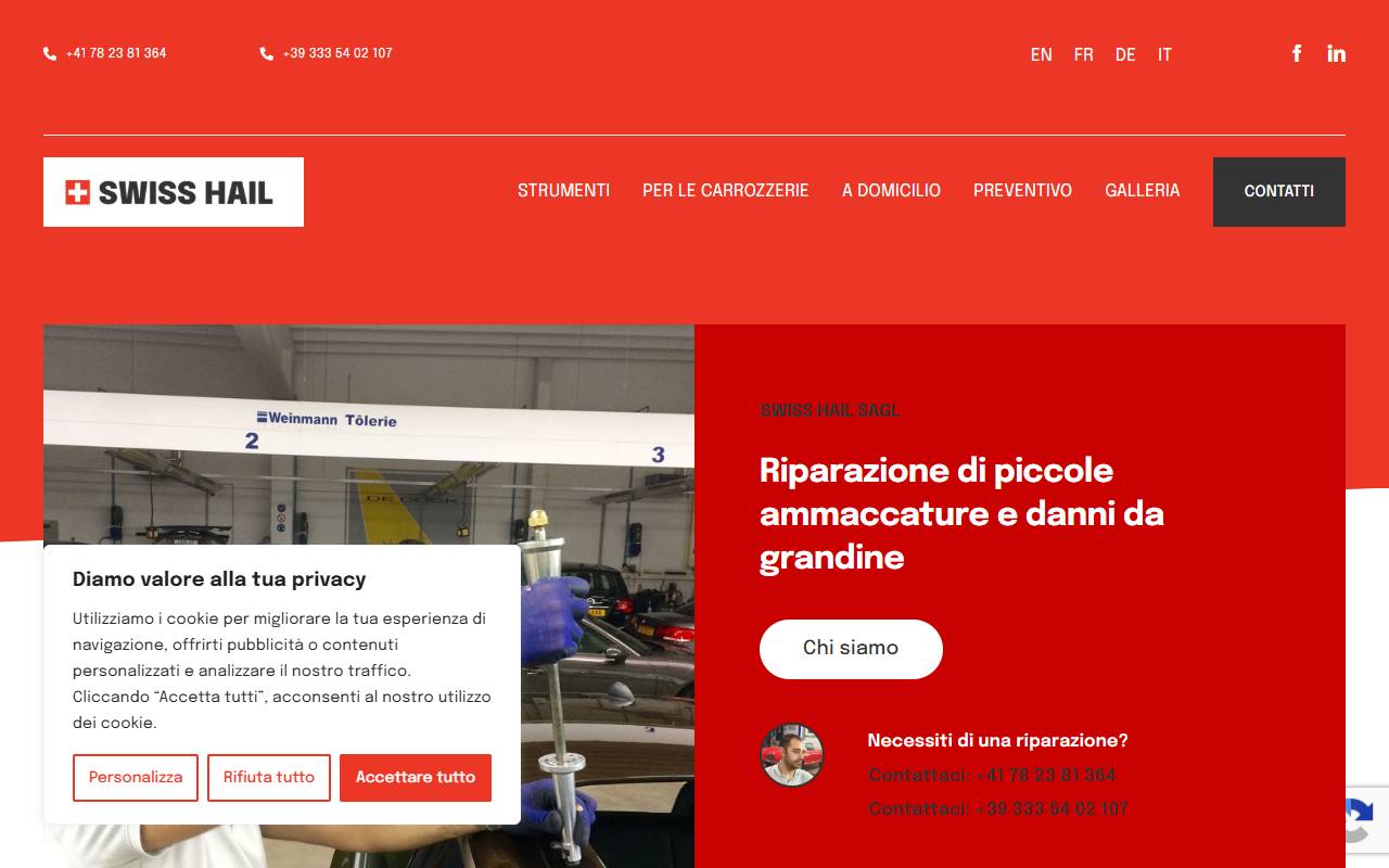 Anteprima del sito: Swiss Hail Sagl