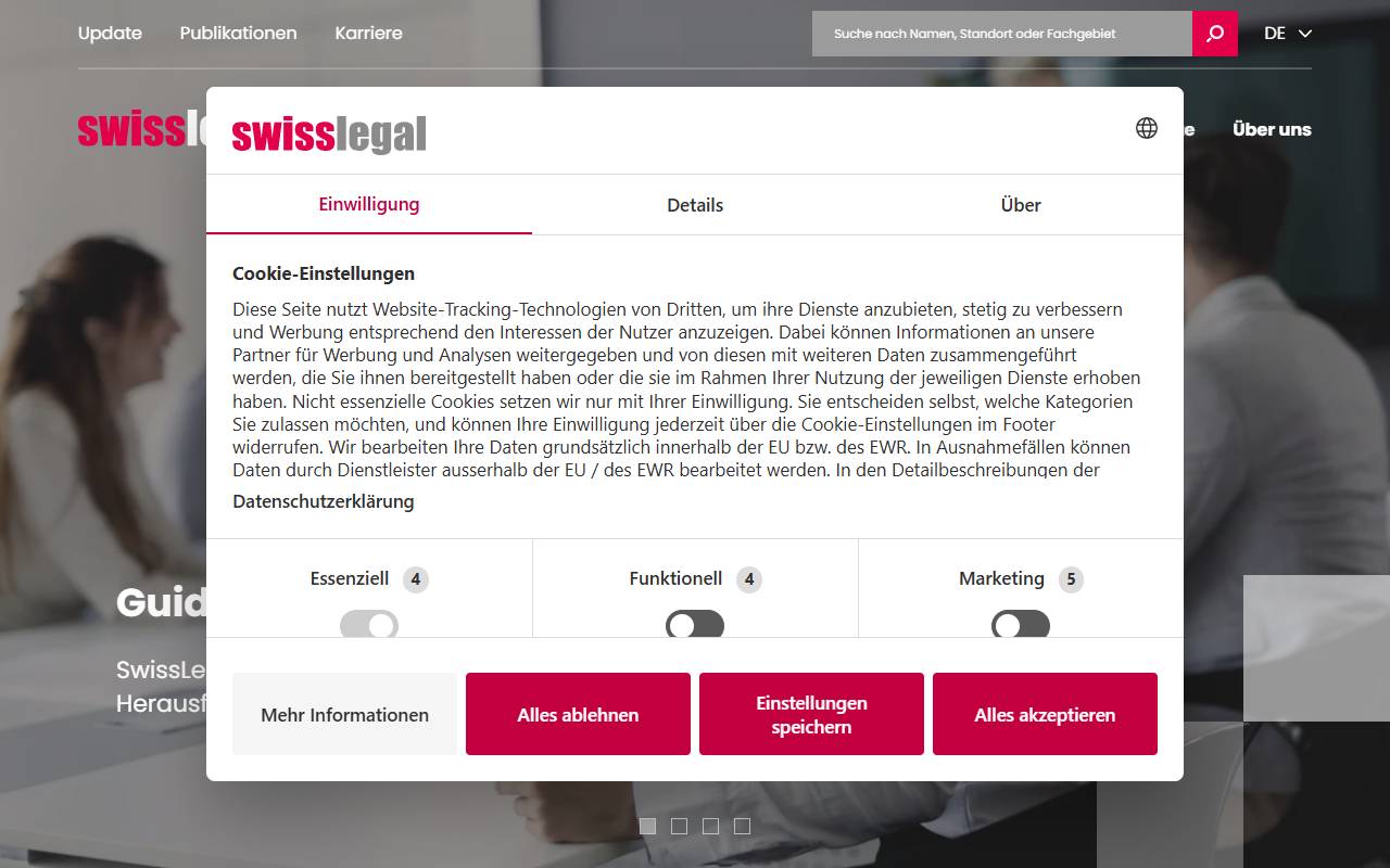 Anteprima del sito: SwissLegal Indemini Partner SA