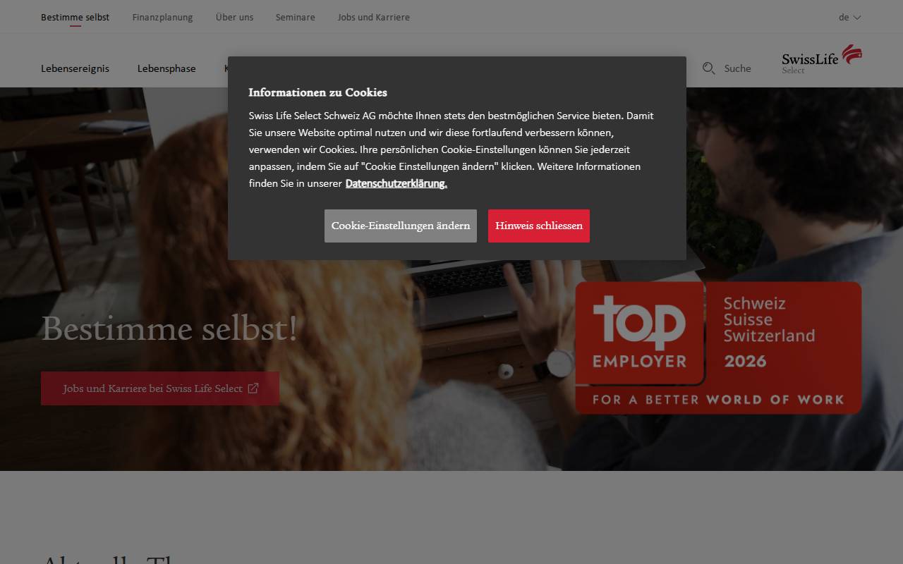 Anteprima del sito: Swiss Life Select Schweiz AG, succursale di Bioggio