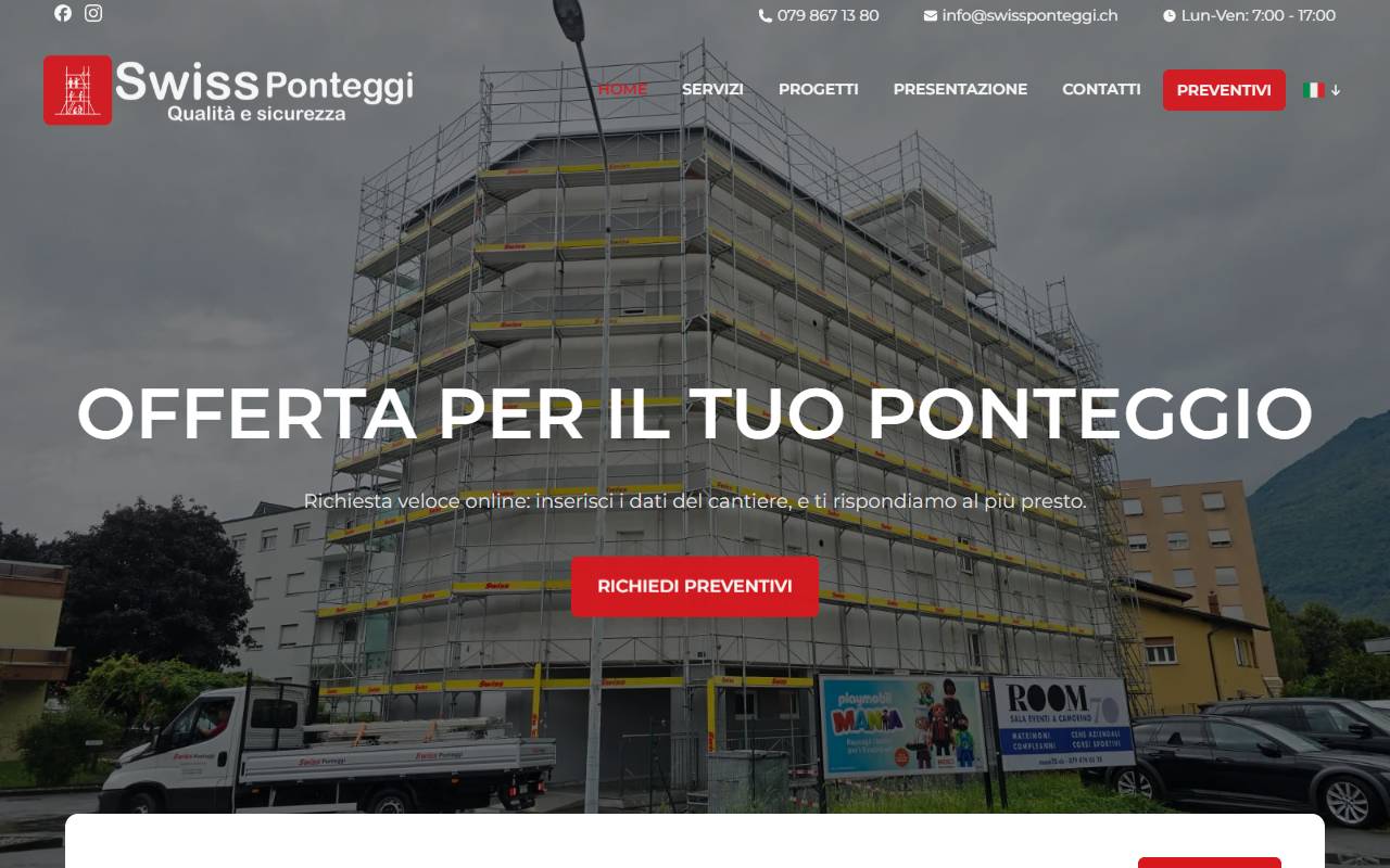 Anteprima del sito: SWISS PONTEGGI SAGL