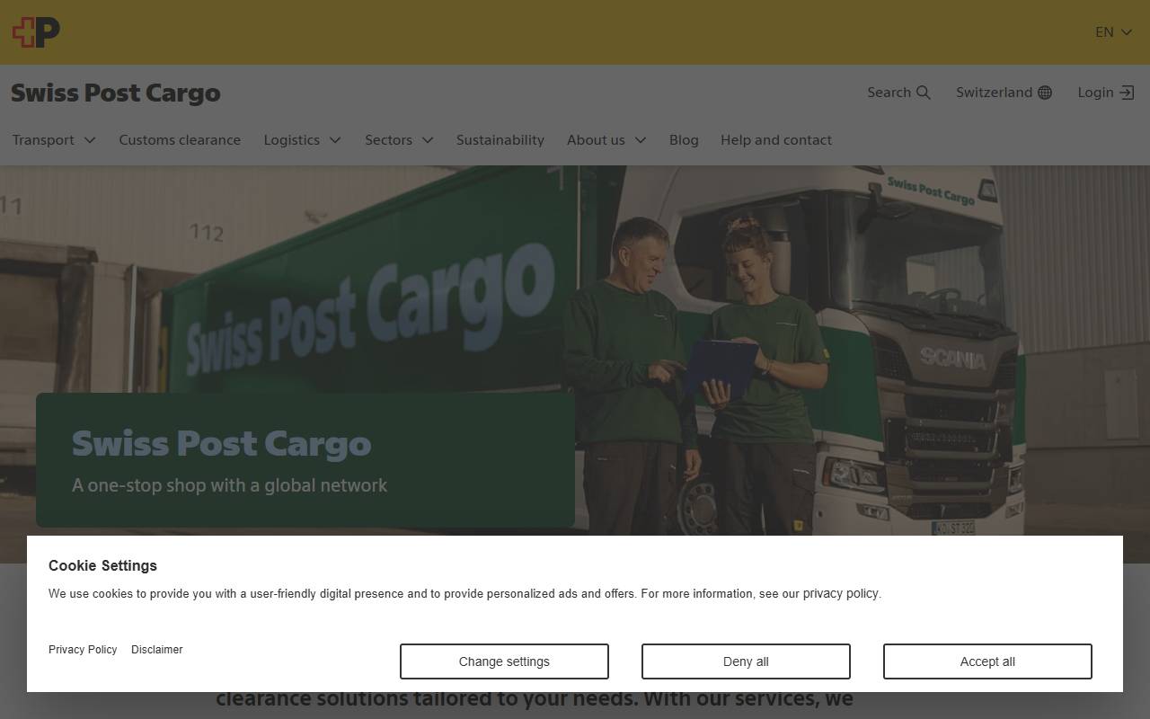 Anteprima del sito: Swiss Post Cargo Chiasso SA