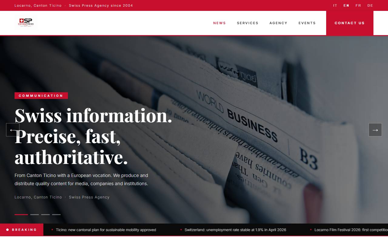 Anteprima del sito: SWISSPRESS 2000 Sagl
