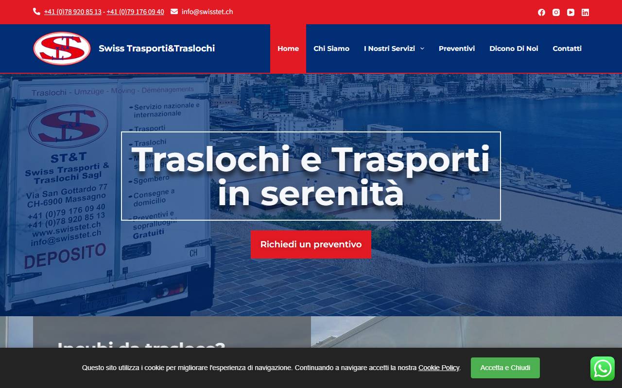 Anteprima del sito: ST&T Swiss Trasporti & Traslochi Sagl