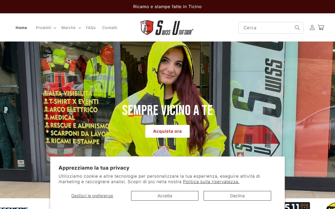 Anteprima del sito: SWISS UNIFORM SAGL