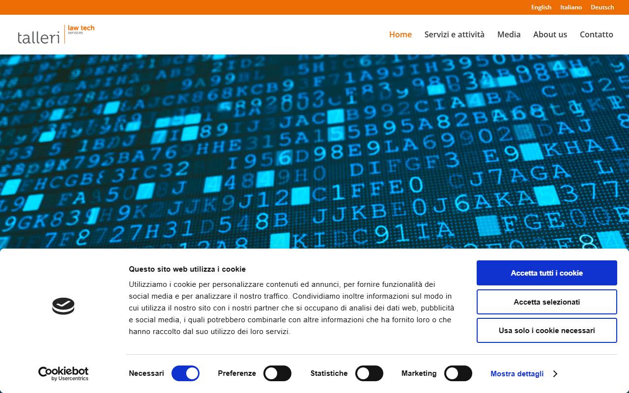Anteprima del sito: Talleri Law Tech Services Sagl