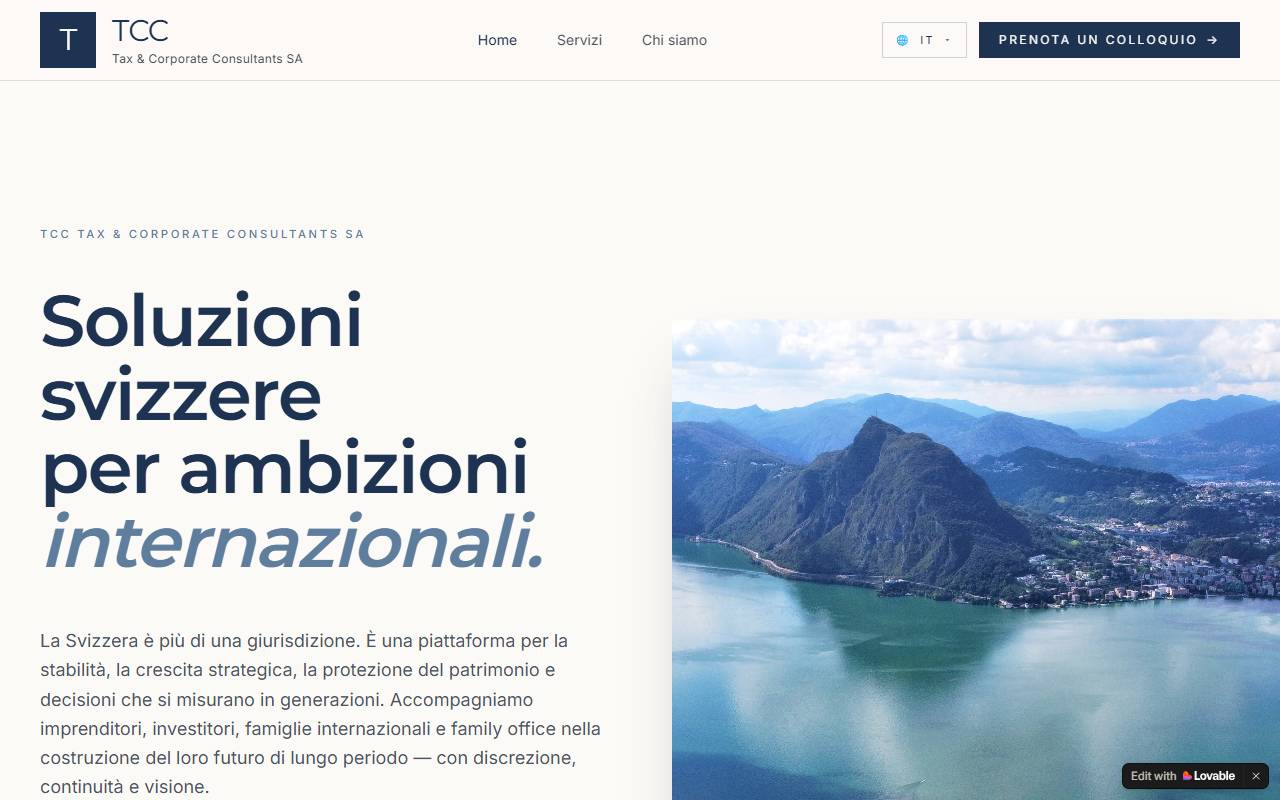 Anteprima del sito: TCC Tax & Corporate Consultants SA