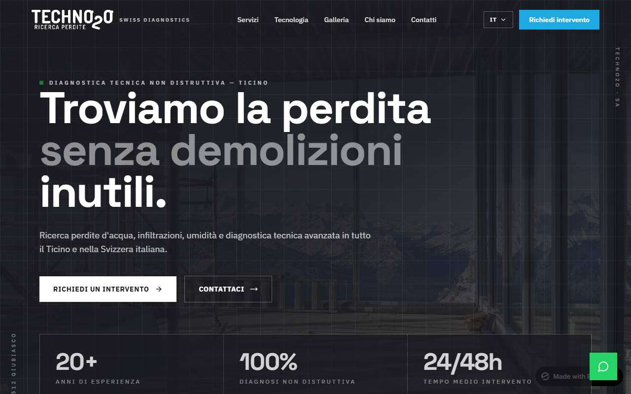 Anteprima del sito: TECHNO2O SA