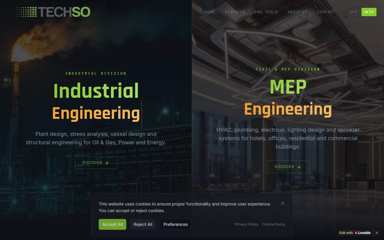 Anteprima del sito: Techso Engineering Sagl