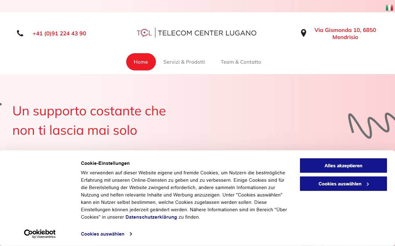 Anteprima del sito: TCL Telecom Center Lugano Sagl