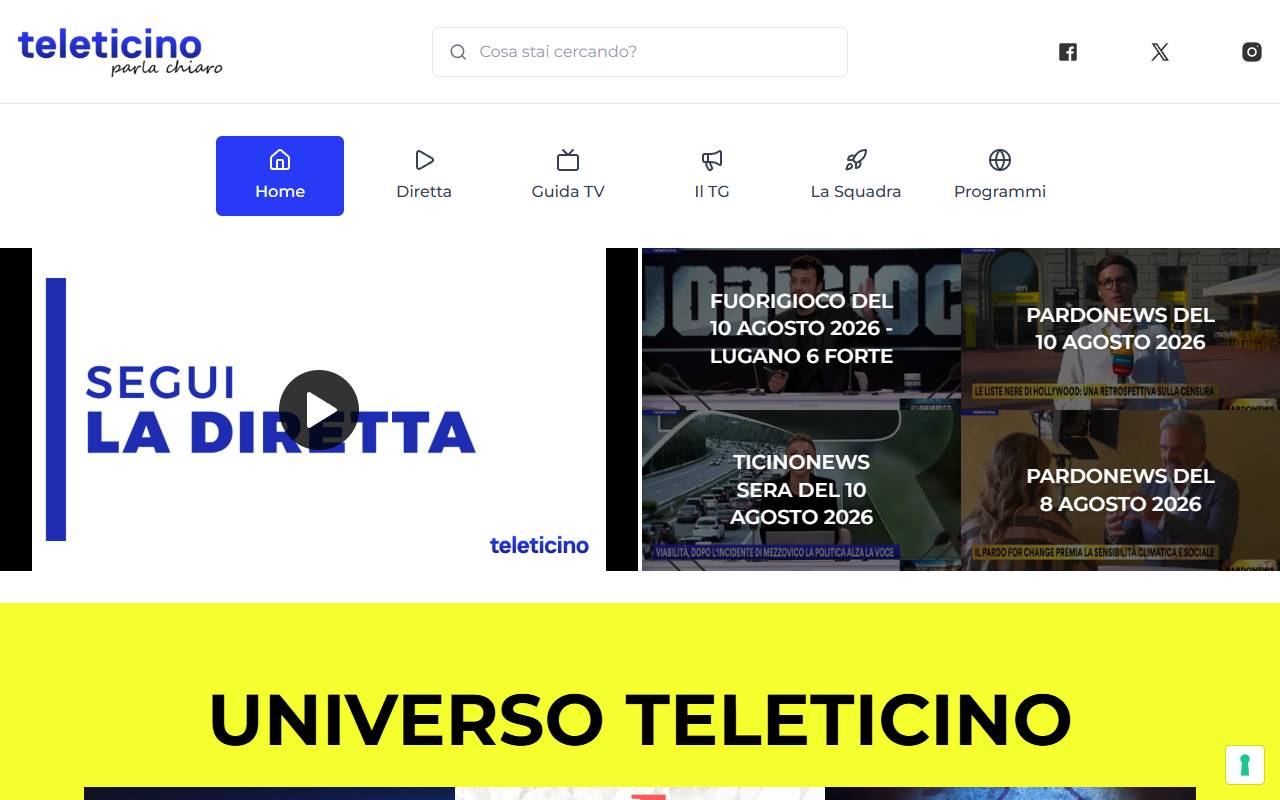 Anteprima del sito: Tele Ticino SA