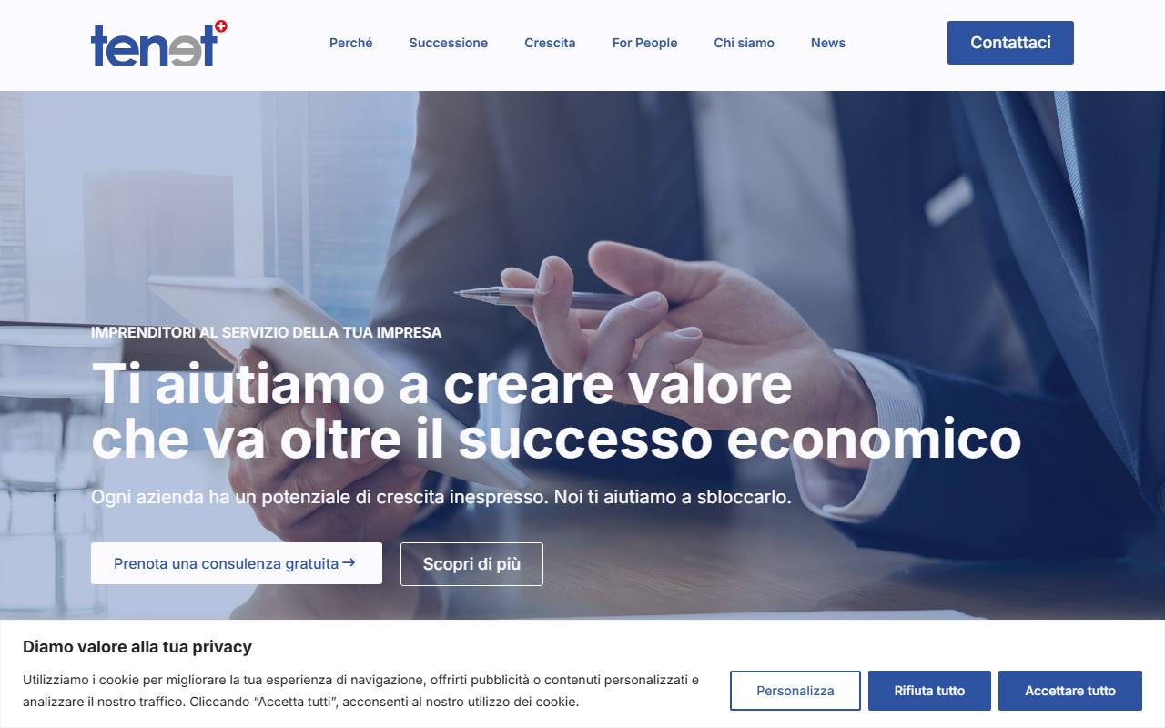 Anteprima del sito: Tenet Swiss Sagl