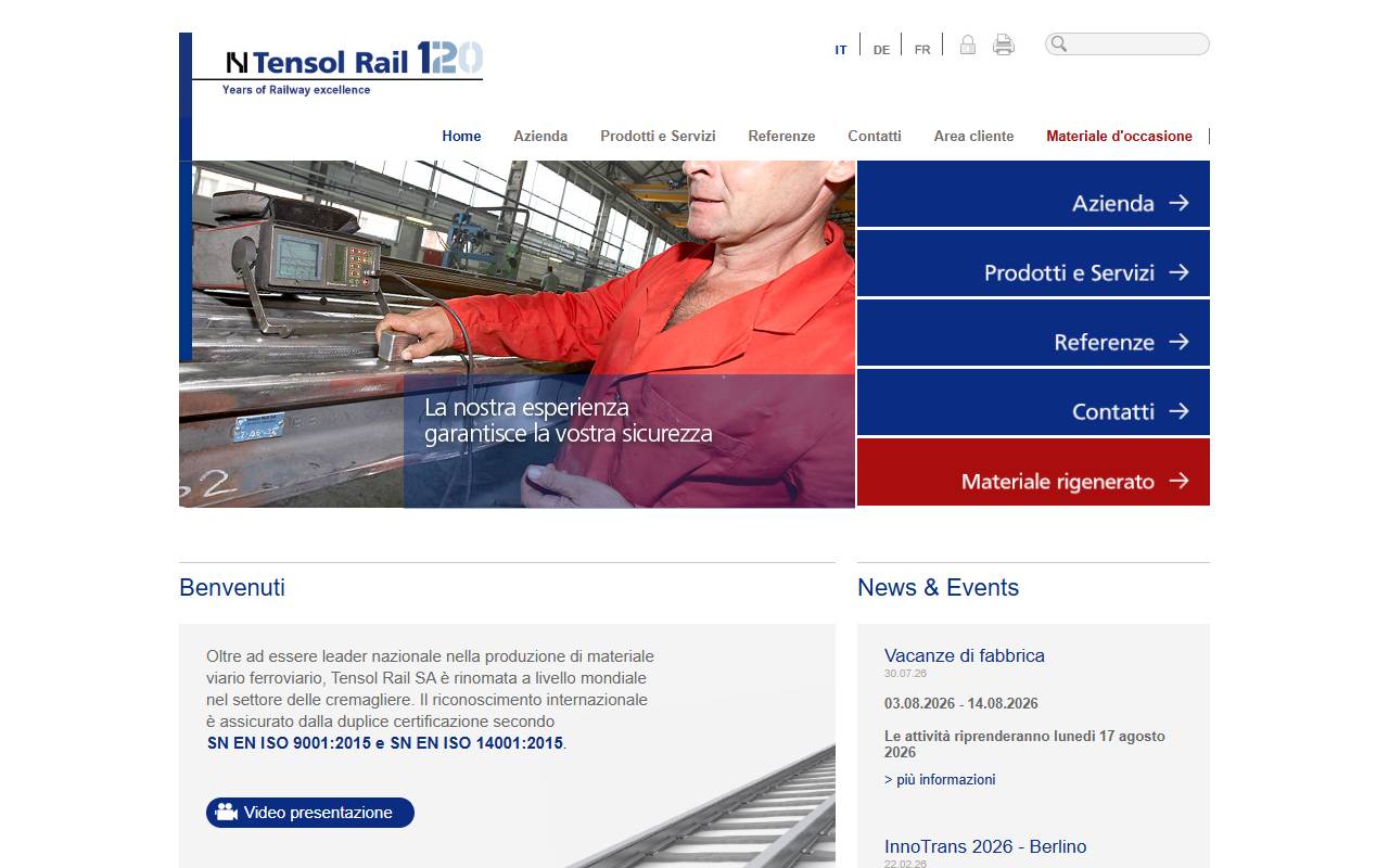 Anteprima del sito: Tensol Rail SA