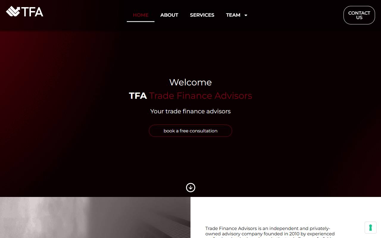 Anteprima del sito: TFA Trade Finance Advisors SA