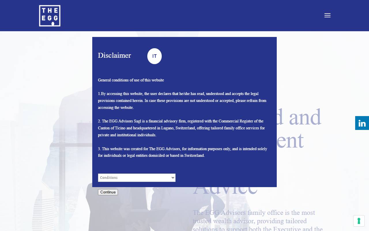 Anteprima del sito: The EGG advisors Sagl