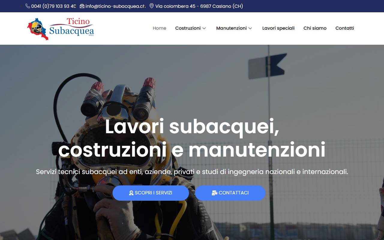 Anteprima del sito: Ticino-Subacquea Sagl
