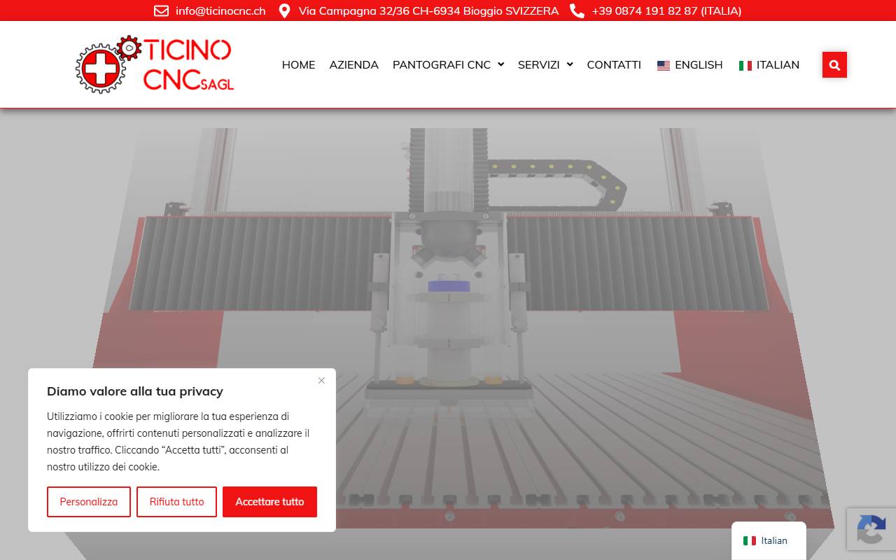 Anteprima del sito: TICINO CNC Sagl