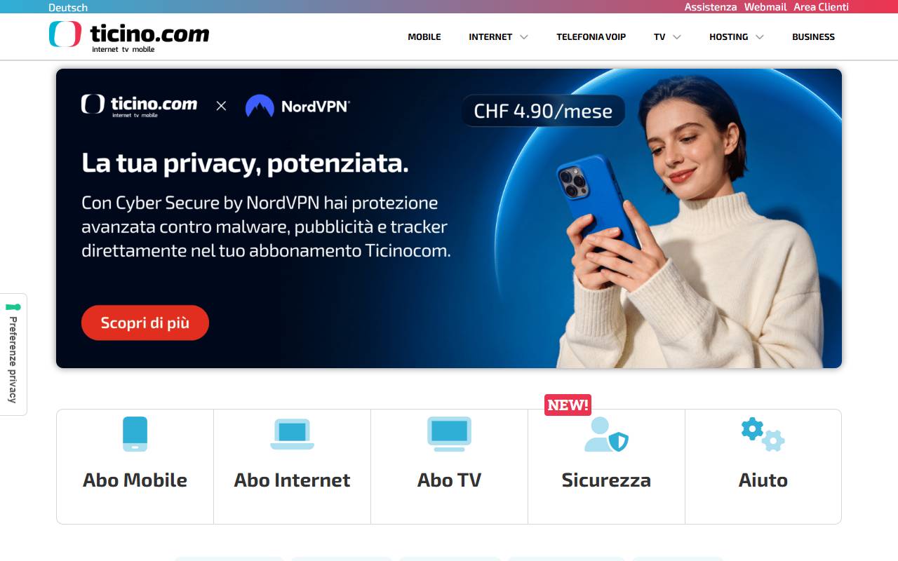 Anteprima del sito: Ticinocom SA