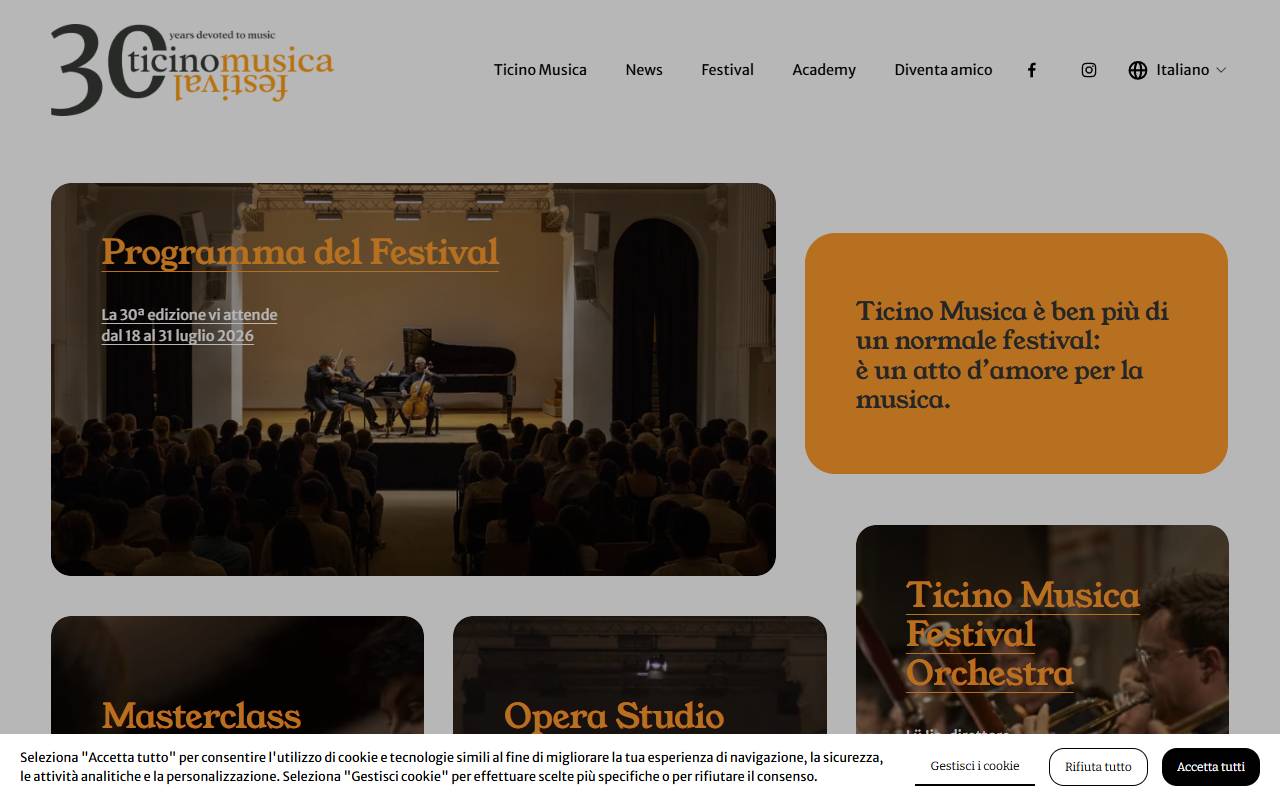 Anteprima del sito: FONDAZIONE TICINO MUSICA