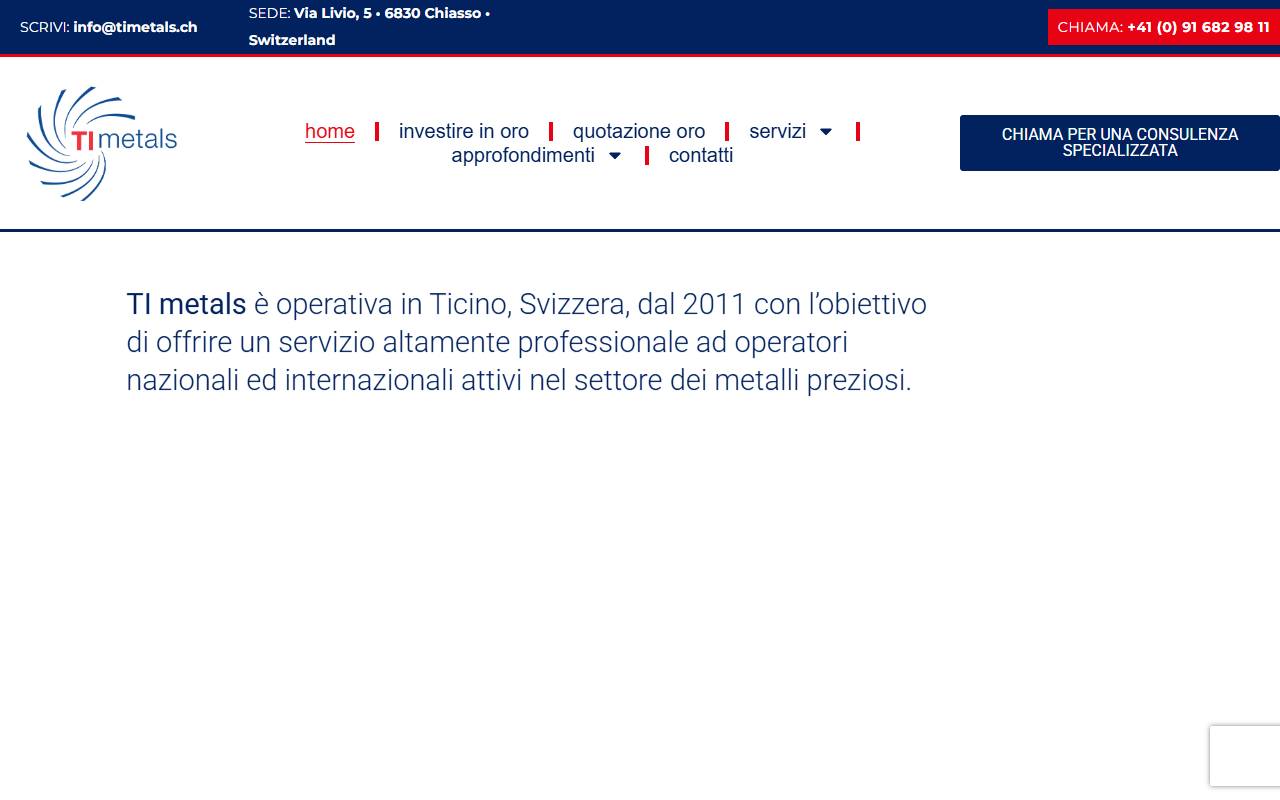 Anteprima del sito: TI metals SA