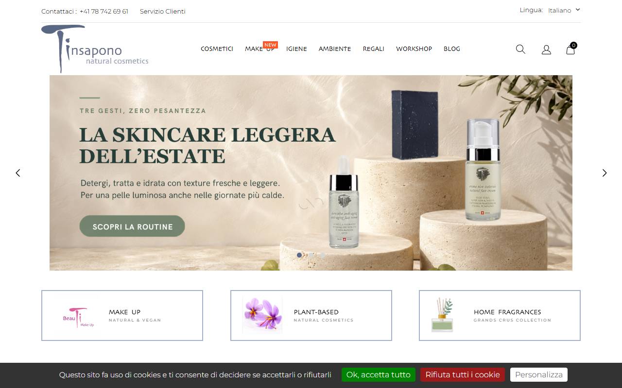 Anteprima del sito: Tinsapono Swiss Sagl