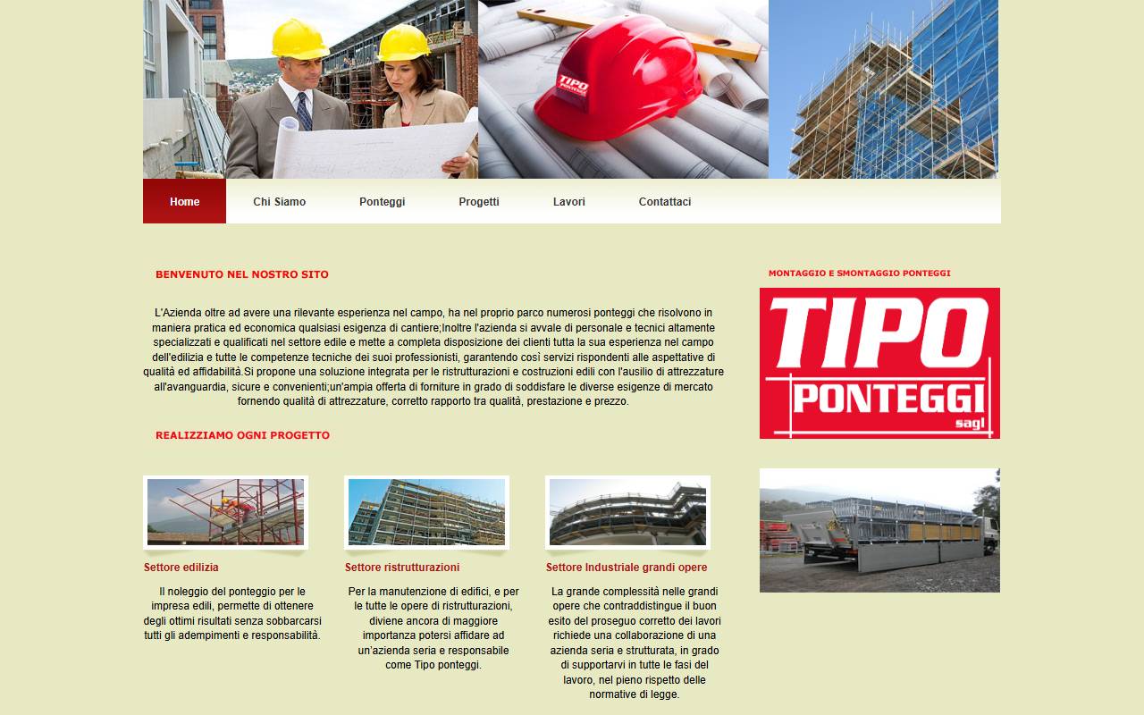 Anteprima del sito: TIPO Ponteggi Sagl