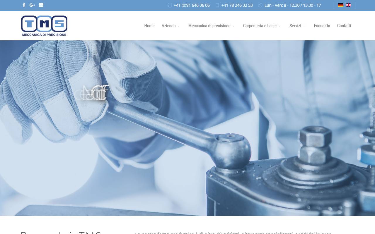Anteprima del sito: T.M.S. Mechanical Engineering Sagl
