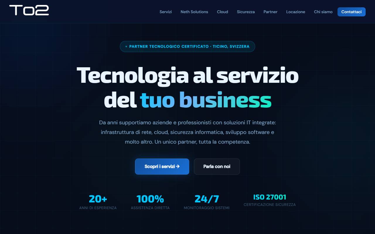 Anteprima del sito: TO2 Sagl
