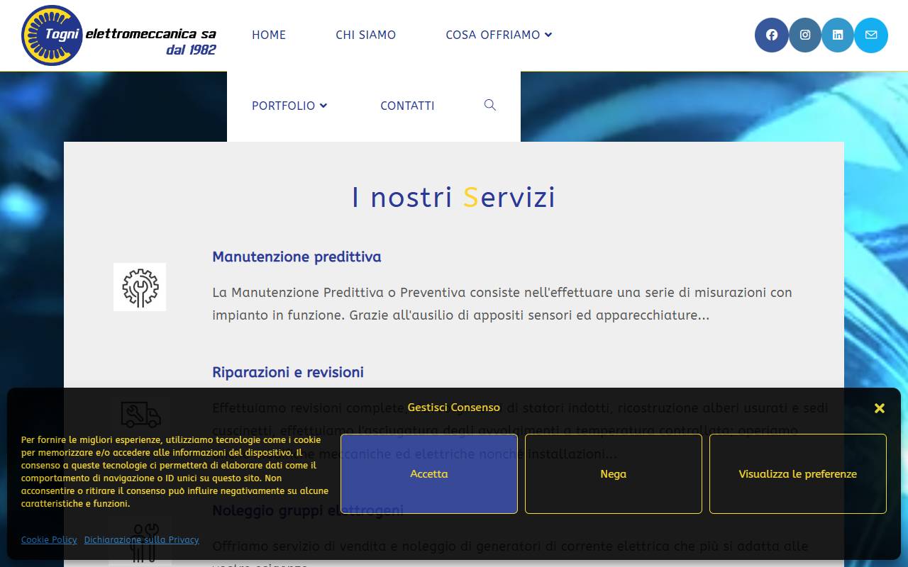 Anteprima del sito: Togni Elettromeccanica SA